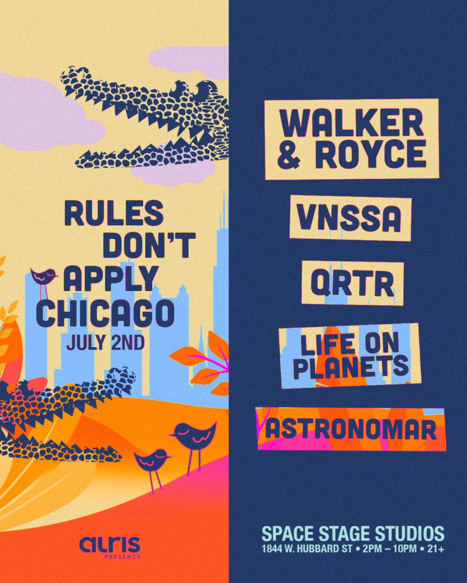 hitting Chicago with some friends from <a href="/RDA_records/">Rules Don't Apply Records</a> 🕺👾😎

Tickets: go.aurispresents.com/weekender1