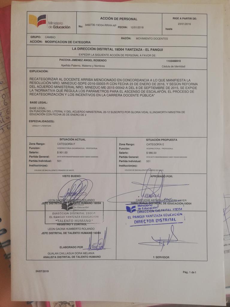 AngelPaccha1's tweet photo. @Educacion_Ec Comedidamente... verificar y/o actualizar Plataforma de Gestión Docente, El sistema no reconoce años de servicio... Tengo seis años en la misma categoría y marca 0 años, 0 meses. 0 días NO CUMPLE 4 AÑOS EN SU CATEGORÍA Actual.1103488910 https://t.co/59U4ybEdFP