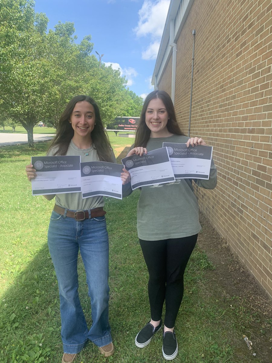 myhenley's tweet photo. Callie and Maddi are now also certified in Excel; therefore, they are Microsoft Office Specialist since they earned all three certifications! @CCCHSRaiders https://t.co/qUiZr22hkD