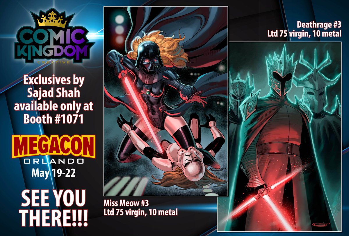 💥𝗢𝗡𝗟𝗬 𝗮𝘁 𝗠𝗲𝗴𝗮𝗖𝗼𝗻 𝗕𝗼𝗼𝘁𝗵 #𝟭𝟬𝟳𝟭!
@Sajad_Shah cosplay CK Exclusives for Miss Meow and Deathrage!
tinyurl.com/ComKinCre
#comickingdomcreative #comickingdomrules #megacon #megacon2022 #megaconexclusive #sajadshah #missmeow #deathrage