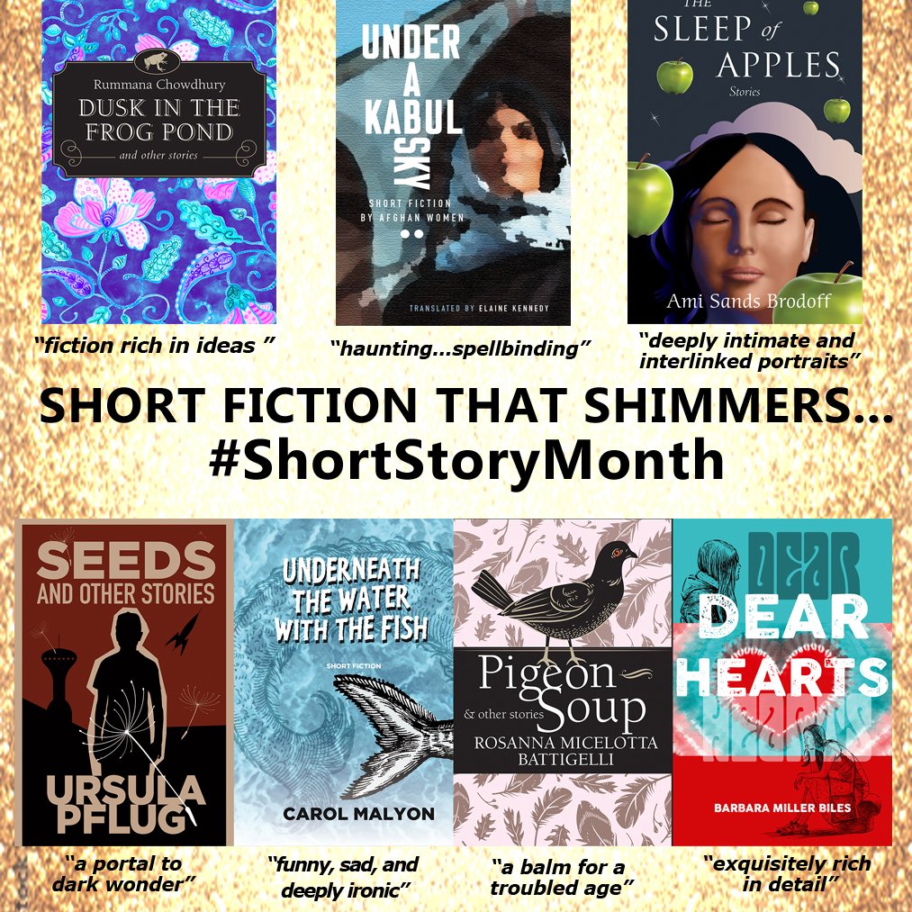 May: enjoy Short Fiction that Shimmers for #ShortStoryMonth! New #books by #RummanaChowdhury, #ElaineKennedy, @AmiSandsBrodoff, @UrsulaPflug, @RoBattigelli, #CarolMalyon & @bbiles2 inanna.ca  #FemLitCan #FeministFiction #ShortFiction #Stories #CanLit #DiverseReads