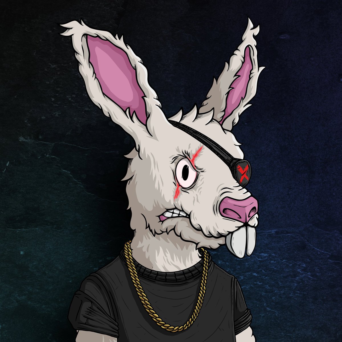 SharK51085's tweet photo. Black patch Gangang. Share your favorite special dead rabbits guys!!!! I like them all @DeadRabbitRS #RARENFT #bodyguardsforhire #CNFTCommunity #CardanoNFTs https://t.co/mMzucKYD26