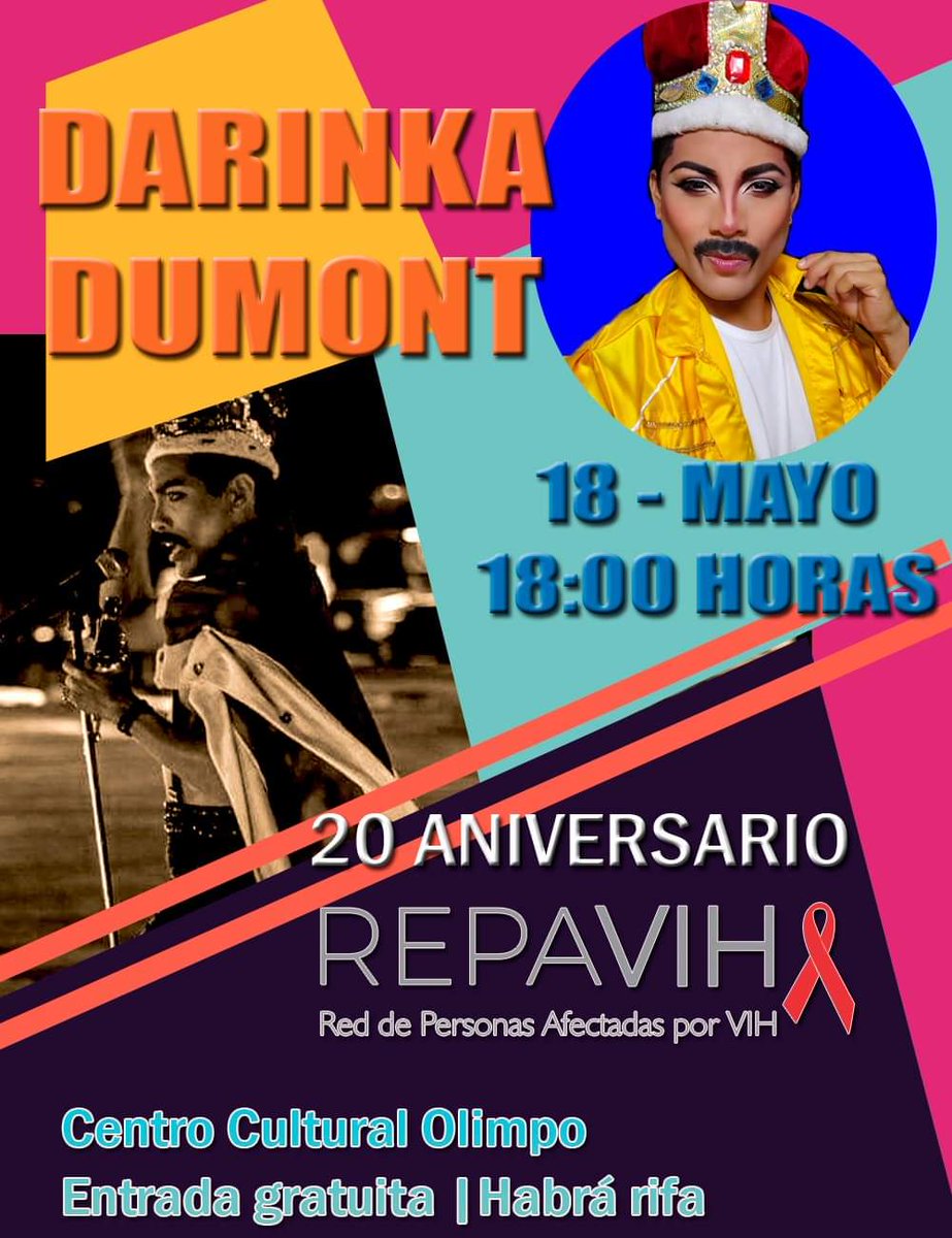 RepavihMID's tweet photo. Lider de la banda QUEEN en Aniversario 20 de REPAVIH
MIERCOLES 18 MAYO 2022
6 DE LA TARDE
OMIMPO
Entrada Libre.
¡Habrá espectaculo y sorteo de regalos! #teamrepavih https://t.co/stX37ir1E5