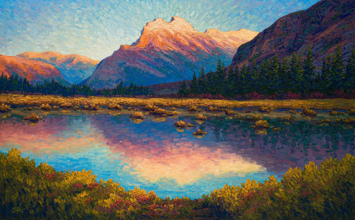 joereimerart's tweet photo. “Golden Light at Vermillion Lakes”
30”x48”
Oil on canvas 
Original and prints available at https://t.co/zwk35ctDjJ

#art #painting #landscape #canada #canvas #oil #impressionism #vangogh #monet #groupofseven #yeg #edmonton #sunset #sunrise #banff #vermillionlakes #mountrundle https://t.co/kQhjk3Ed7c