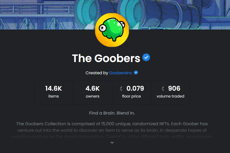 GoobersNFT's tweet photo. Well doesn't that look nice? 👀 We are officially verified on @opensea!! 🧪🎉 https://t.co/7wSz5JfRys