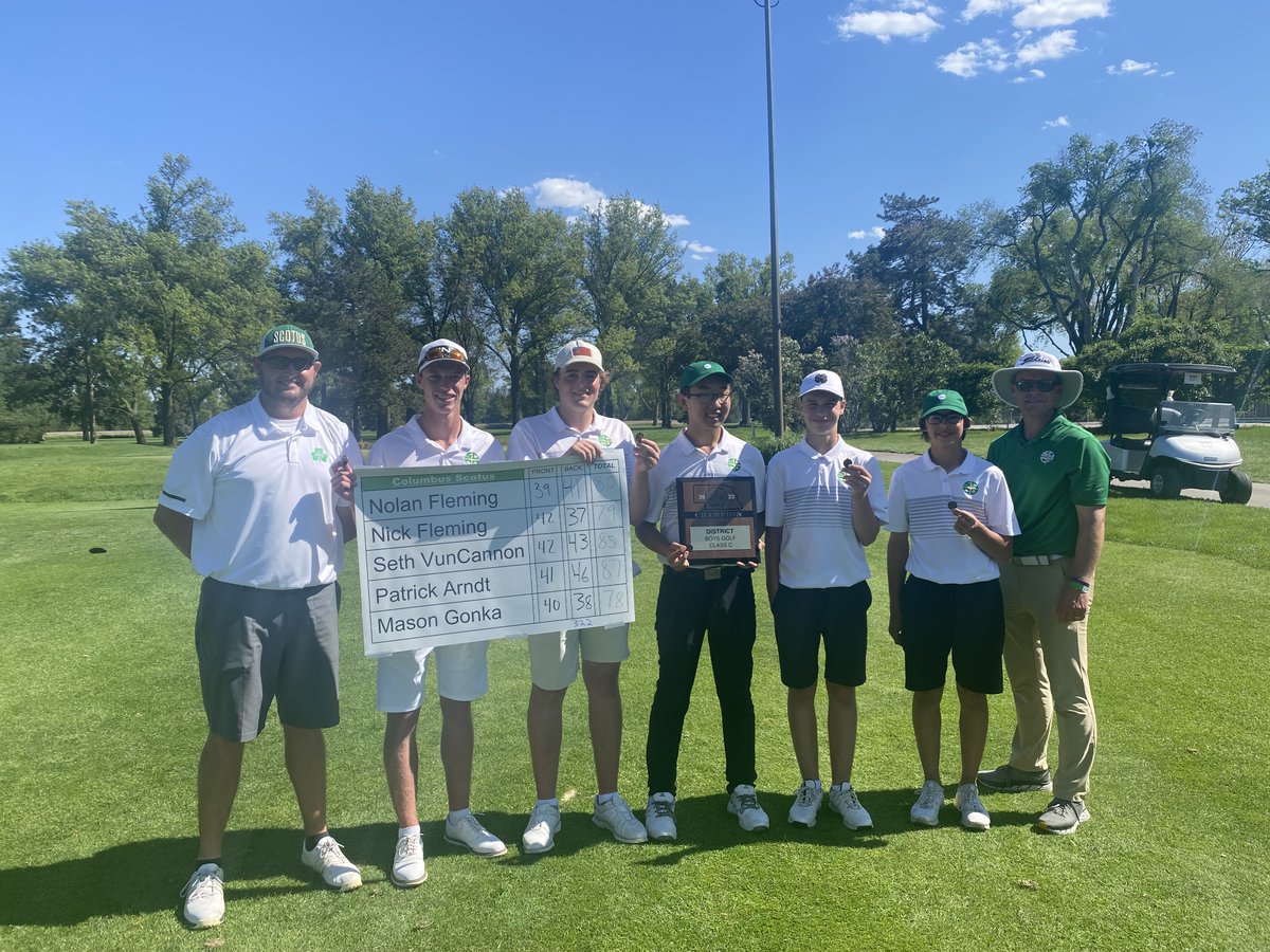 🏆DISTRICT CHAMPS🏆

The golf team won the Class C District 2 Meet. The team will play at the Elk’s Country Club next week at state!

Mason Gonka - 2nd
Nick Fleming - 3rd
Nolan Fleming - 6th
Seth VunCannon - 8th
Patrick Arndt - 10th
Team score - 322

 #GoRocks #nebpreps