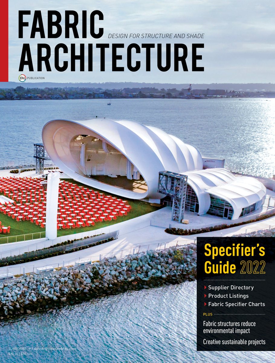 Fabric Architecture spotlights case studies, market trends and news about the fabric architecture industry. Visit fabricarchitecturemag.com for the latest or subscribe to receive the annual Fabric Architecture Specifier’s Guide today at ifai.com/fabric-archite…