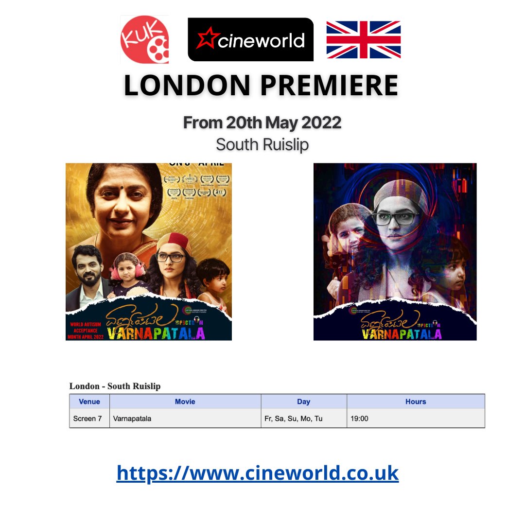 KUK Talkies (@kuk_talkies) on Twitter photo #Varnapatala #Spectrum movie at <a href="/cineworld/">Cineworld</a> South Ruislip from 20th May 2022.
Tickets can be booked via Cineworld Cinemas Website cineworld.co.uk
#varnapatalaukrelease #kuktalkies <a href="/sarashosdurga/">Dr Saraswati Hosdurga</a> <a href="/Kannadigaruuk/">KannadigaruUK</a> <a href="/ganabhat/">๐ฎ๐ณ ๐ฒ๐๐๐ ๐ญ๐๐๐๐ฌ๐ง</a> <a href="/way2ravi/">Cllr Ravi Venkatesh</a> <a href="/BFI/">BFI</a> @cometoUKAFF <a href="/KannadaBalagaUK/">Kannada Balaga UK</a> #Varnapatala #Spectrum movie at <a href="/cineworld/">Cineworld</a> South Ruislip from 20th May 2022.
Tickets can be booked via Cineworld Cinemas Website cineworld.co.uk
#varnapatalaukrelease #kuktalkies <a href="/sarashosdurga/">Dr Saraswati Hosdurga</a> <a href="/Kannadigaruuk/">KannadigaruUK</a> <a href="/ganabhat/">๐ฎ๐ณ ๐ฒ๐๐๐ ๐ญ๐๐๐๐ฌ๐ง</a> <a href="/way2ravi/">Cllr Ravi Venkatesh</a> <a href="/BFI/">BFI</a> @cometoUKAFF <a href="/KannadaBalagaUK/">Kannada Balaga UK</a>