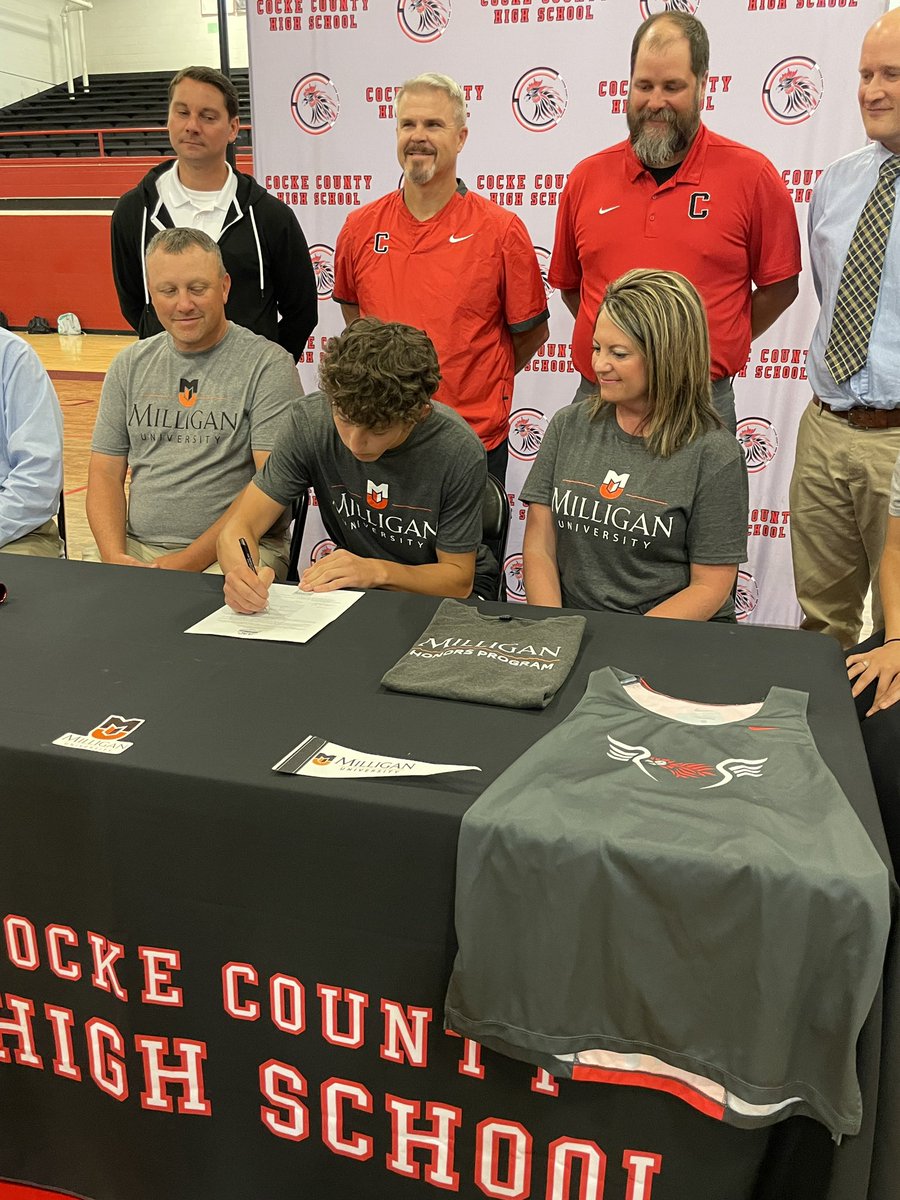CCHSTrackTeam's tweet photo. So proud of @J4Realz on signing with @milliganxctf today! We are excited that he gets this opportunity to further his Academic and Athletic Career @Milligan_Univ. Jay exemplifies what it means to be a student athlete! He has worked so hard to get to this point #ALLGASNOBRAKES https://t.co/0tWIWZ0aqu