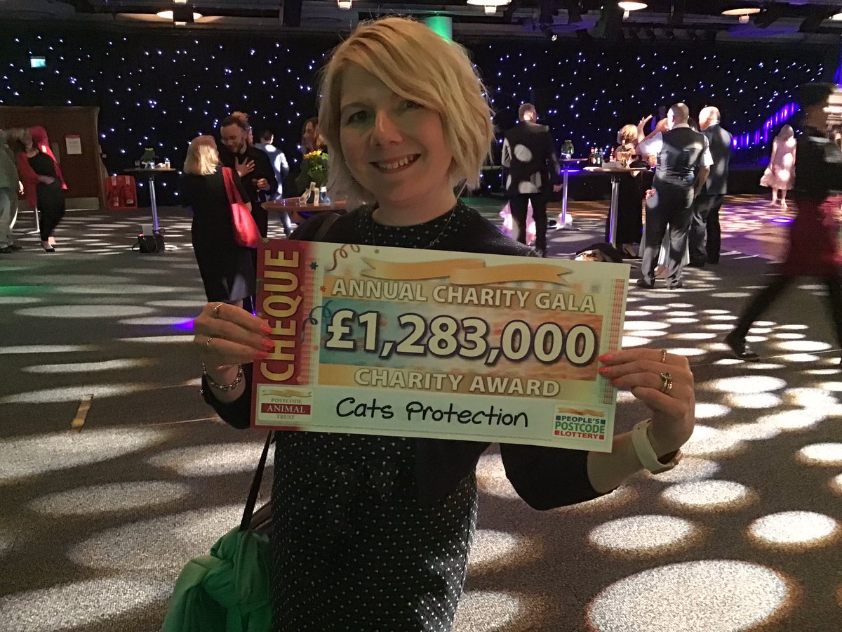 ireneukey's tweet photo. In Edinburgh at the #PPLCharityGala . This is the amount we have been gifted by them this year. magic! Thank you to the lottery players @CatsProtection @cottrell1 https://t.co/zAKAQfJMWC
