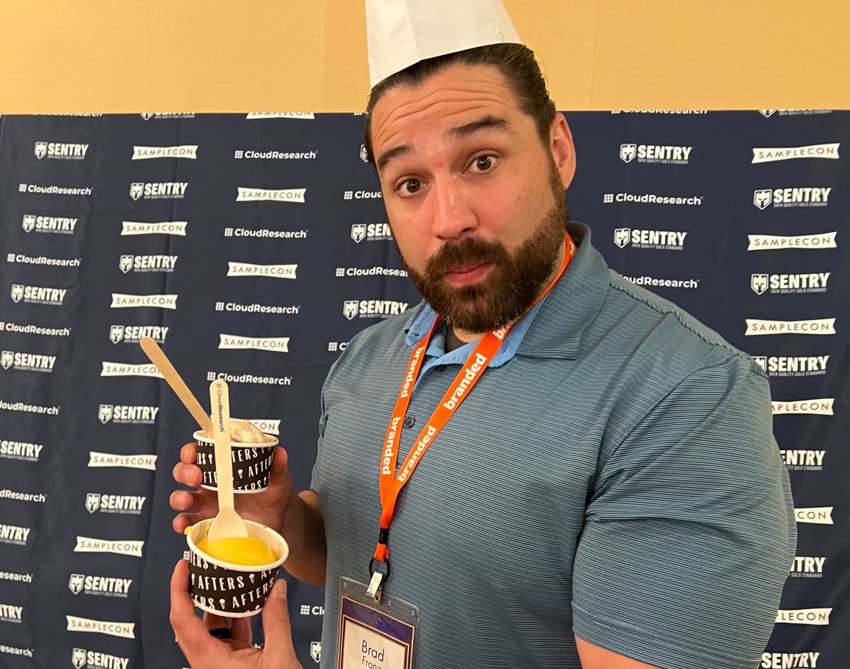 CloudResearch's tweet photo. We're happy to be serving up #dataquality at @Samplecon this year!
Did you swing by and get the scoop at registration? We hoped you enjoyed @AftersIceCream and our selfie booth!
See your selfie? Tag yourself!
#CloudResearch #SentryMRX #SampleCon #onlinesurvey https://t.co/SG3h65SY8C