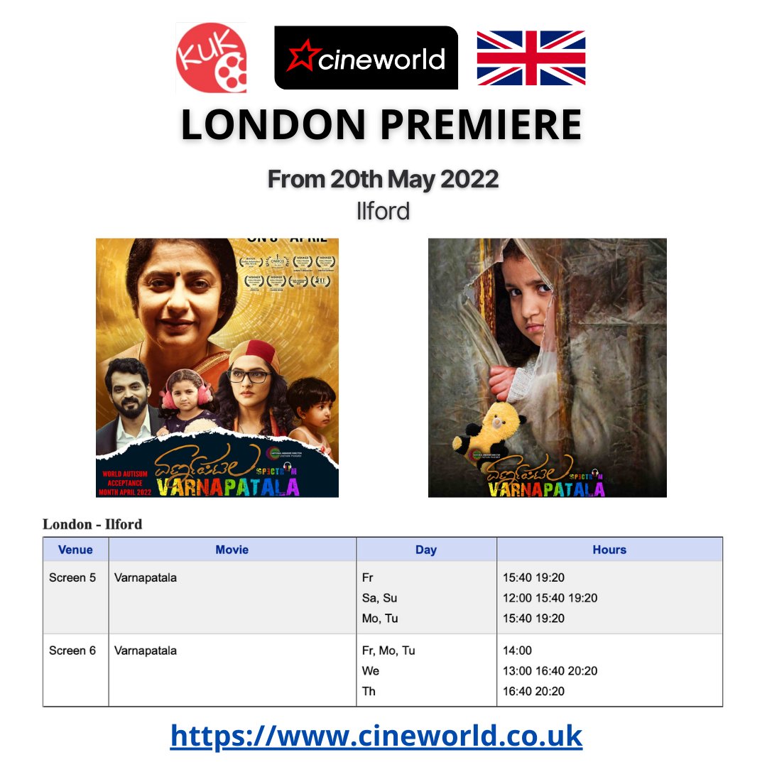 KUK Talkies (@kuk_talkies) on Twitter photo #Varnapatala #Spectrum movie at <a href="/cineworld/">Cineworld</a> Ilford from 20th May 2022.
Tickets can be booked via Cineworld Cinemas Website cineworld.co.uk
#varnapatalaukrelease #kuktalkies <a href="/sarashosdurga/">Dr Saraswati Hosdurga</a> <a href="/Kannadigaruuk/">KannadigaruUK</a> <a href="/ganabhat/">๐ฎ๐ณ ๐ฒ๐๐๐ ๐ญ๐๐๐๐ฌ๐ง</a> <a href="/way2ravi/">Cllr Ravi Venkatesh</a> <a href="/BFI/">BFI</a> @cometoUKAFF <a href="/KannadaBalagaUK/">Kannada Balaga UK</a> <a href="/NammaKFI/">Namma kannada Films</a> #Varnapatala #Spectrum movie at <a href="/cineworld/">Cineworld</a> Ilford from 20th May 2022.
Tickets can be booked via Cineworld Cinemas Website cineworld.co.uk
#varnapatalaukrelease #kuktalkies <a href="/sarashosdurga/">Dr Saraswati Hosdurga</a> <a href="/Kannadigaruuk/">KannadigaruUK</a> <a href="/ganabhat/">๐ฎ๐ณ ๐ฒ๐๐๐ ๐ญ๐๐๐๐ฌ๐ง</a> <a href="/way2ravi/">Cllr Ravi Venkatesh</a> <a href="/BFI/">BFI</a> @cometoUKAFF <a href="/KannadaBalagaUK/">Kannada Balaga UK</a> <a href="/NammaKFI/">Namma kannada Films</a>
