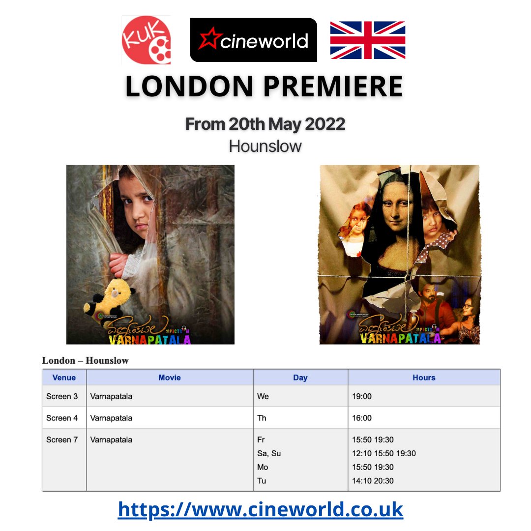 KUK Talkies (@kuk_talkies) on Twitter photo #Varnapatala #Spectrum movie at <a href="/cineworld/">Cineworld</a> Hounslow from 20th May 2022.
Tickets can be booked via Cineworld Cinemas Website cineworld.co.uk
#varnapatalaukrelease #kuktalkies <a href="/sarashosdurga/">Dr Saraswati Hosdurga</a> <a href="/Kannadigaruuk/">KannadigaruUK</a> <a href="/ganabhat/">๐ฎ๐ณ ๐ฒ๐๐๐ ๐ญ๐๐๐๐ฌ๐ง</a> <a href="/way2ravi/">Cllr Ravi Venkatesh</a> <a href="/BFI/">BFI</a> @cometoUKAFF <a href="/KannadaBalagaUK/">Kannada Balaga UK</a> <a href="/NammaKFI/">Namma kannada Films</a> #Varnapatala #Spectrum movie at <a href="/cineworld/">Cineworld</a> Hounslow from 20th May 2022.
Tickets can be booked via Cineworld Cinemas Website cineworld.co.uk
#varnapatalaukrelease #kuktalkies <a href="/sarashosdurga/">Dr Saraswati Hosdurga</a> <a href="/Kannadigaruuk/">KannadigaruUK</a> <a href="/ganabhat/">๐ฎ๐ณ ๐ฒ๐๐๐ ๐ญ๐๐๐๐ฌ๐ง</a> <a href="/way2ravi/">Cllr Ravi Venkatesh</a> <a href="/BFI/">BFI</a> @cometoUKAFF <a href="/KannadaBalagaUK/">Kannada Balaga UK</a> <a href="/NammaKFI/">Namma kannada Films</a>
