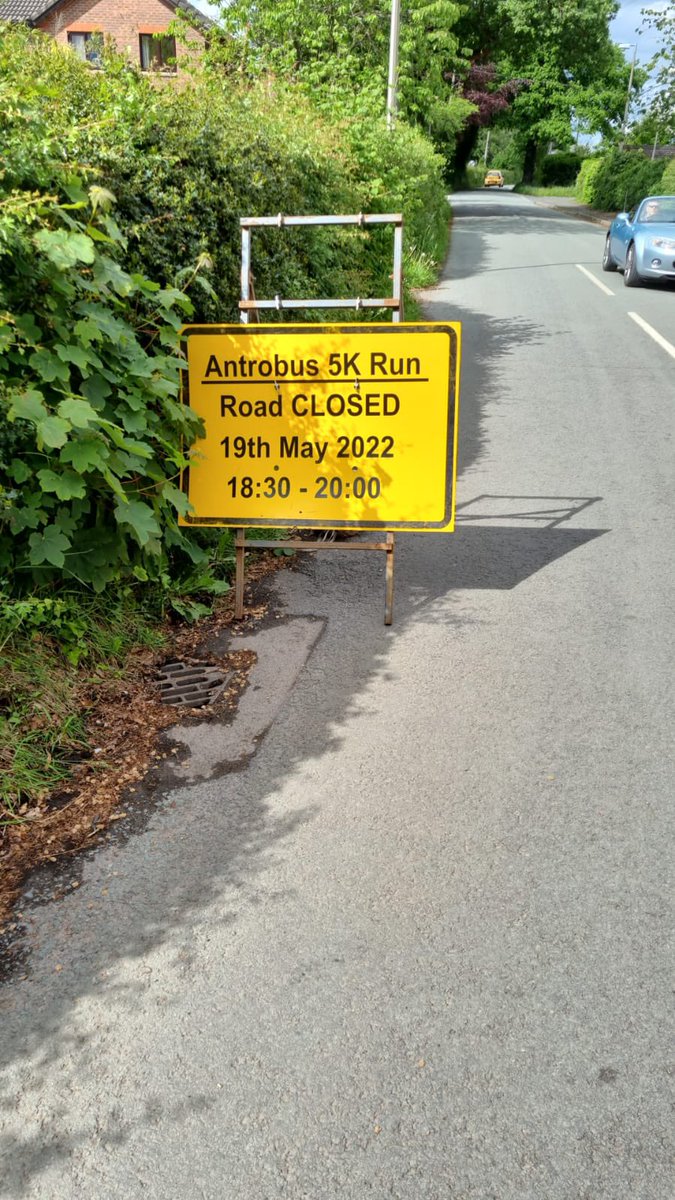 Signs are up, not long now 😄 #antrobus5k #runners #midweek5k
