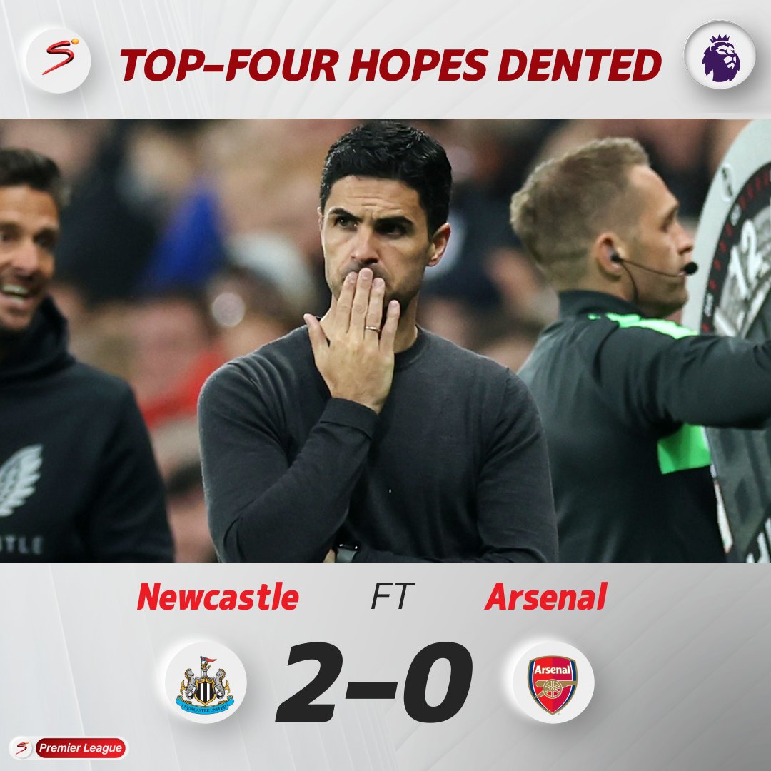 CJSportsMedia's tweet photo. English Premier League 21/22 Soccer Result on Monday 16 May 2022:

Newcastle 2 - 0 Arsenal (Full Time)

#CJSportsMedia #EPL #Barclays #SuperSport 📸 #PL #NEWvsARS https://t.co/LUb9HlsAVx