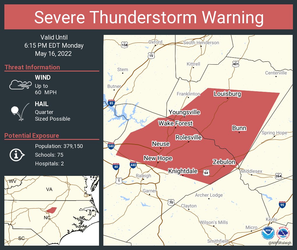 NWS Raleigh on Twitter "Severe Thunderstorm Warning continues for Wake
