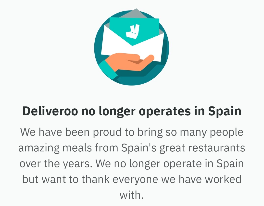 lerrigatto's tweet photo. Wtf happened to deliveroo in spain? :( https://t.co/tlUCcy9inM