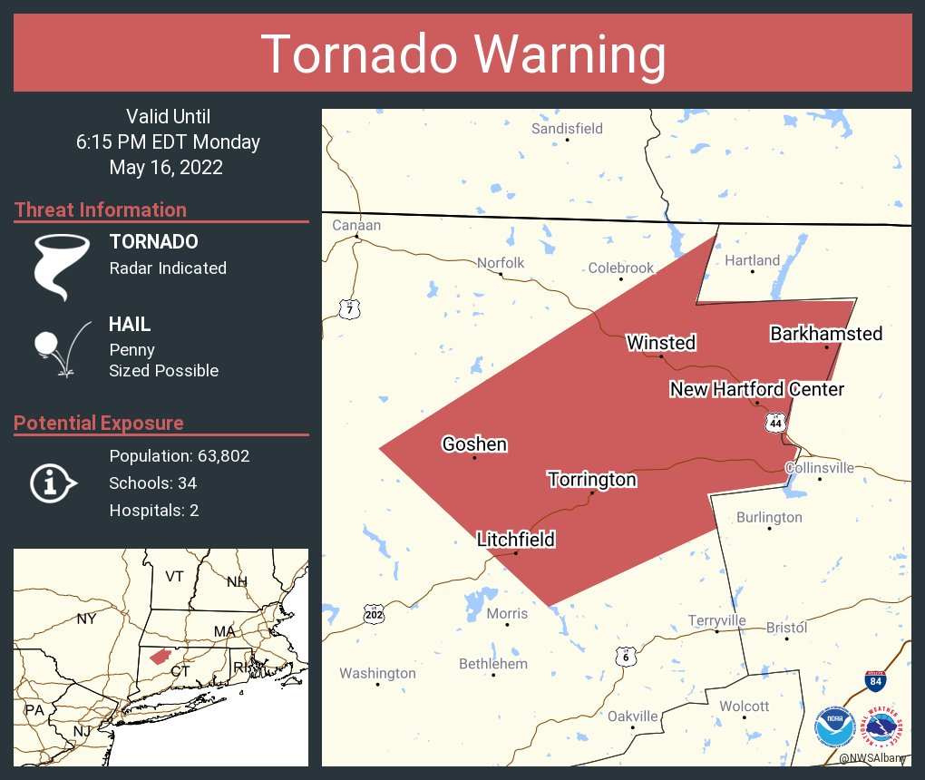 NWS Tornado on Twitter "Tornado Warning including Torrington CT