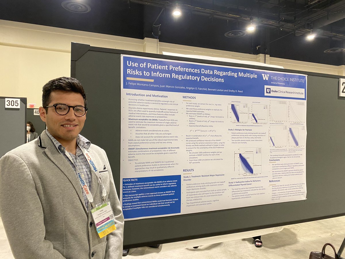 How should we quantify the tradeoffs in patient aversion for multiple risks? Ask <a href="/JFelipeMCampos/">Felipe Montano-Campos</a> and <a href="/ShelbyDReed/">Shelby Reed</a> at #ISPOR2022, #UWCHOICE