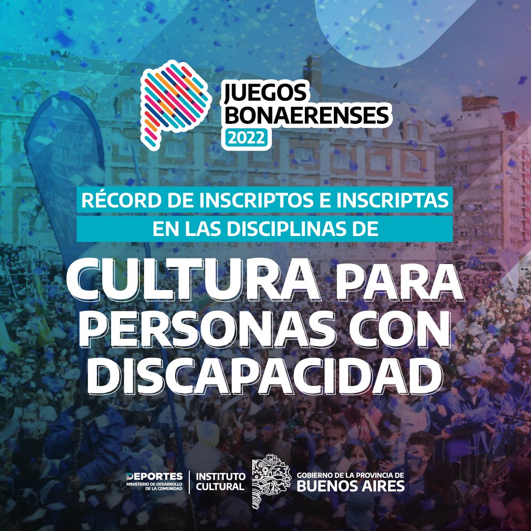 DeportesPBA's tweet photo. ¡Tenemos récord histórico de #PersonasConDiscapacidad inscriptas en las disciplinas culturales de los Juegos Bonaerenses! 🥰 🎨

Gracias a todos y a todas por formar parte de la principal competencia deportiva y cultural de la Provincia de Buenos Aires ✨

#JuegosBonaerenses2022 https://t.co/ofM9bA4FJW