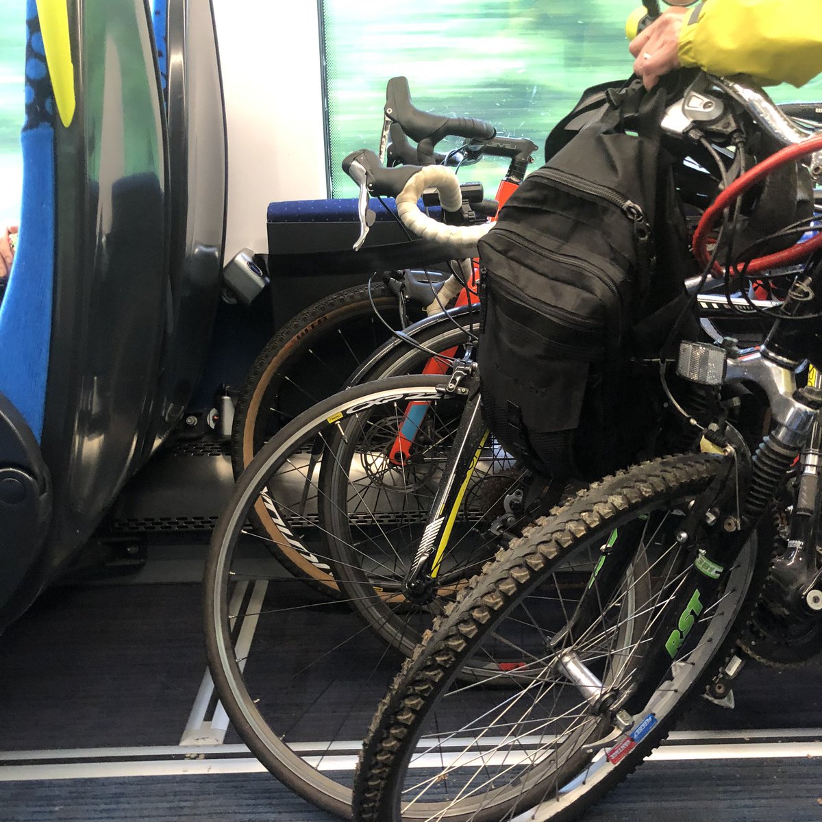 NeilFitzgerald's tweet photo. @crabbitcopy There were 6 bikes on the train this afternoon in Yorkshire. Everyone was happy. Everyone got to where they were going without any tears. It’s possible. 🚴🏻‍♂️🚂🚴🏻‍♂️ https://t.co/ROTXZ7eAoj