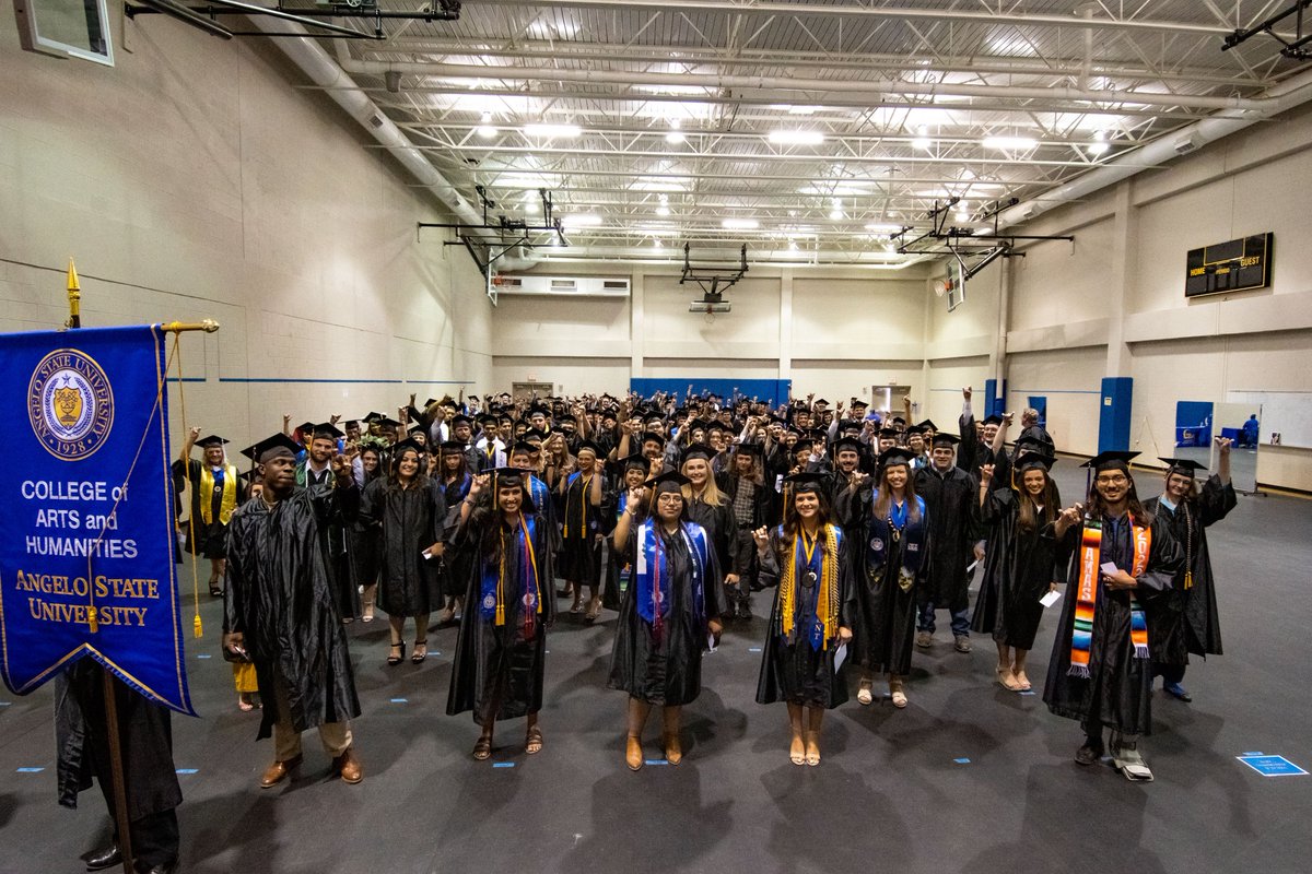 AngeloStatePres's tweet photo. Congratulations to the newest group of #AngeloState graduates! It was a great weekend celebrating all 1,140 students at five commencement ceremonies. May you continue the quest as an #AngeloAlum and #GoAsARam. https://t.co/kDHQnedgqQ