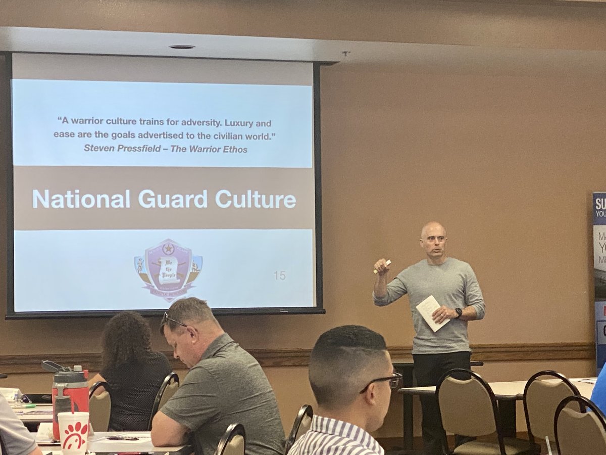 bluecourage's tweet photo. Arizona National Guard Purple Resolve trainers dive into Day-1 of their second Purple Resolve class with coaching from BC/PR Master Trainer Dan Schmer. Keep up the great work Major Park, SSH Keener, &amp; M/Sgt Gunderson! #purpleresolve #AZNG #guardleadershipdevelopement #PTSDnow! https://t.co/L2Iuzo7oFG