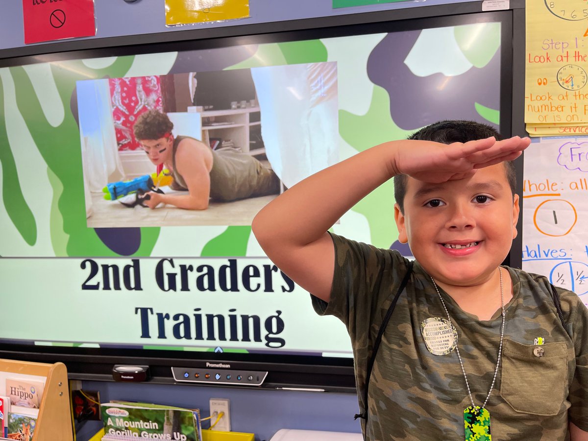 deliamjohnson's tweet photo. Today I geared up to ship off my cadets to second grade. Check out two of my top recruits who are ready for the next rank! @BowieServes #firstgradefun #endoftheyear https://t.co/0bcb7HcPvw