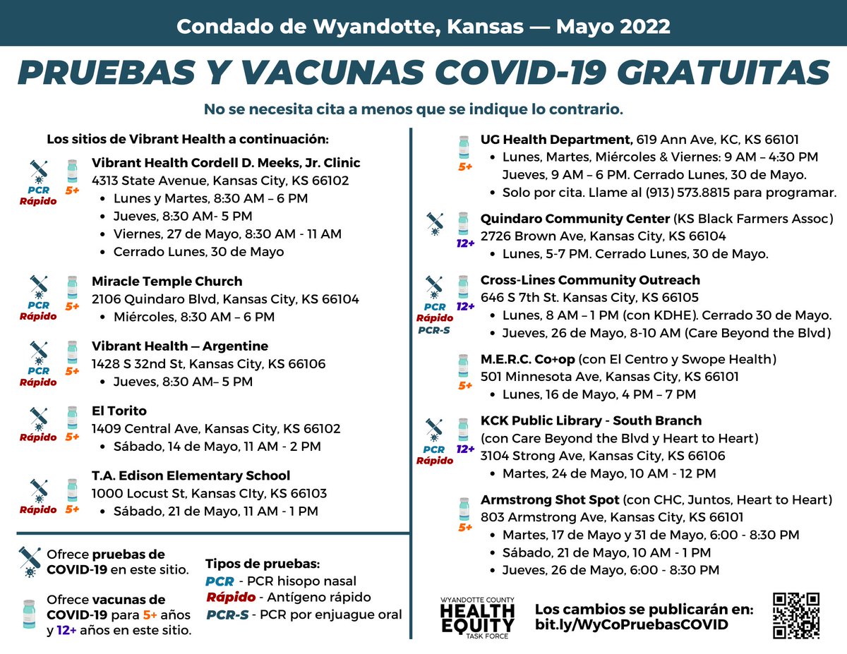 WYCOHealthDept's tweet photo. Plan ahead! Check out these events and locations that offer COVID Tests and Vaccines near you.
For more details visit https://t.co/DLmsYiLoPr
https://t.co/U75GRg2zt5
#DOTTE #WYCO #KCK #HETF https://t.co/du0LiOpssx