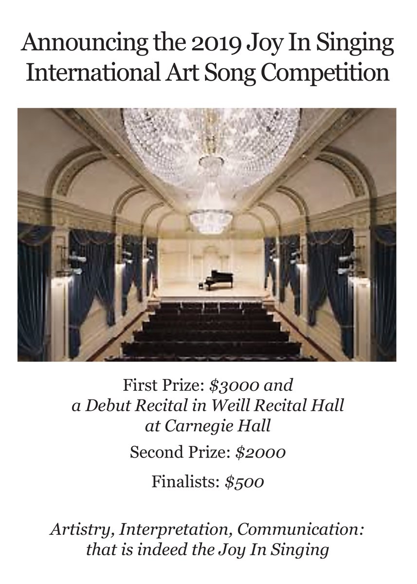 JoyInSinging's tweet photo. LIVE AUDITIONS are the only way to find the best recitalist in our 2022 International Art Song Competition. Auditions are scheduled in order of time stamp on the completed application. Rules on JIS web site https://t.co/RdzhpfdW4D https://t.co/O6z1Eo3bOW