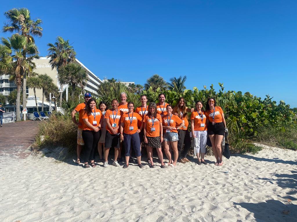 Past and current OPAM organizers are #OrangeForOPAM at #VSS2022!