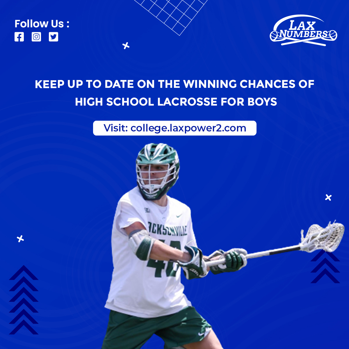 We post the odds that each team will be invited to the tournament, proceed to the quarterfinals, semifinals, and finals, and win the title in the college, men's, women's, and MCLA divisions.
Check out High school probabilities 👇 
Boys: college.laxpower2.com/boys_odds.php