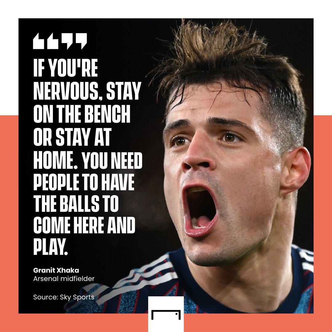 goal's tweet photo. Granit Xhaka is not happy 😬 https://t.co/1Elt2WbsJG