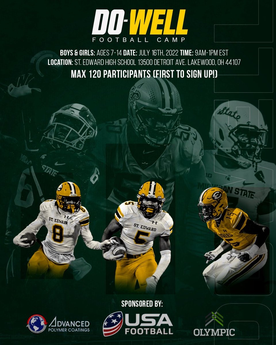 a1dowell's tweet photo. Excited to announce that my brothers and I will be hosting our 1st FREE Youth Football Camp at our high school alma mater on July 16th. 

Register at https://t.co/xvrv9ckywU Feel free to reach out with any questions and for additional info. https://t.co/gAnfyHeT35
