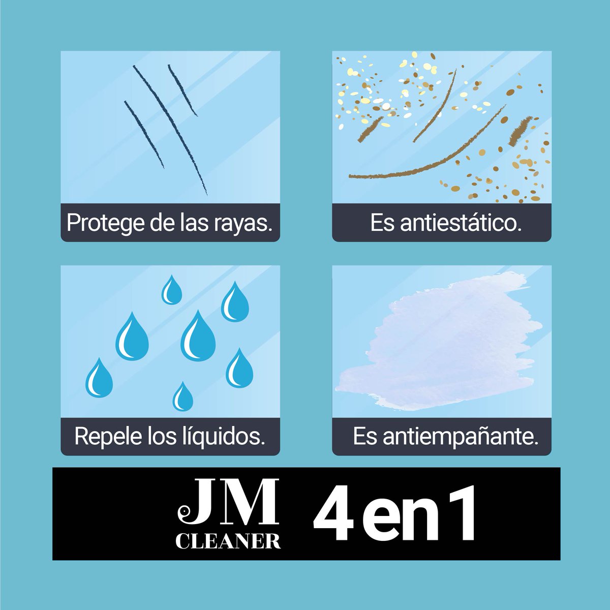 CleanerJm's tweet image. ¿Sabes por qué JM Cleaner es 4 en 1? 🤓😎
Porque además de limpiar, protege tus cristales, es antiestático, repele líquidos y es antiempañante.  

#lentes #anteojos #limpieza #limpiezadeanteojos #jmcleaner #4en1  #solucionesdelimpieza
