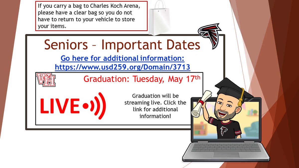 Wichita Heights 2022 Graduation! Please note you need to have a ticket to attend. Graduation will be streamed. See website usd259.org/Domain/3713 for additional information. <a href="/FalconFlip92/">WHtsPrincipal</a> <a href="/WHtsMedia/">Wichita Heights Media</a>