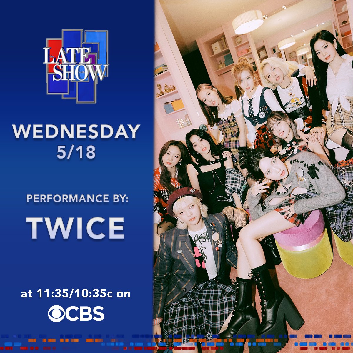 JYPETWICE's tweet photo. Fun never stops as long as you’re with us🤩

Hop on to @colbertlateshow tomorrow!
We’ll be waiting for you, ONCE😘

2022.05.18 11:35 PM EST
2022.05.19 12:35 PM KST

#TWICE #트와이스
#TheLateShowWithStephenColbert https://t.co/XRZb7EzE51