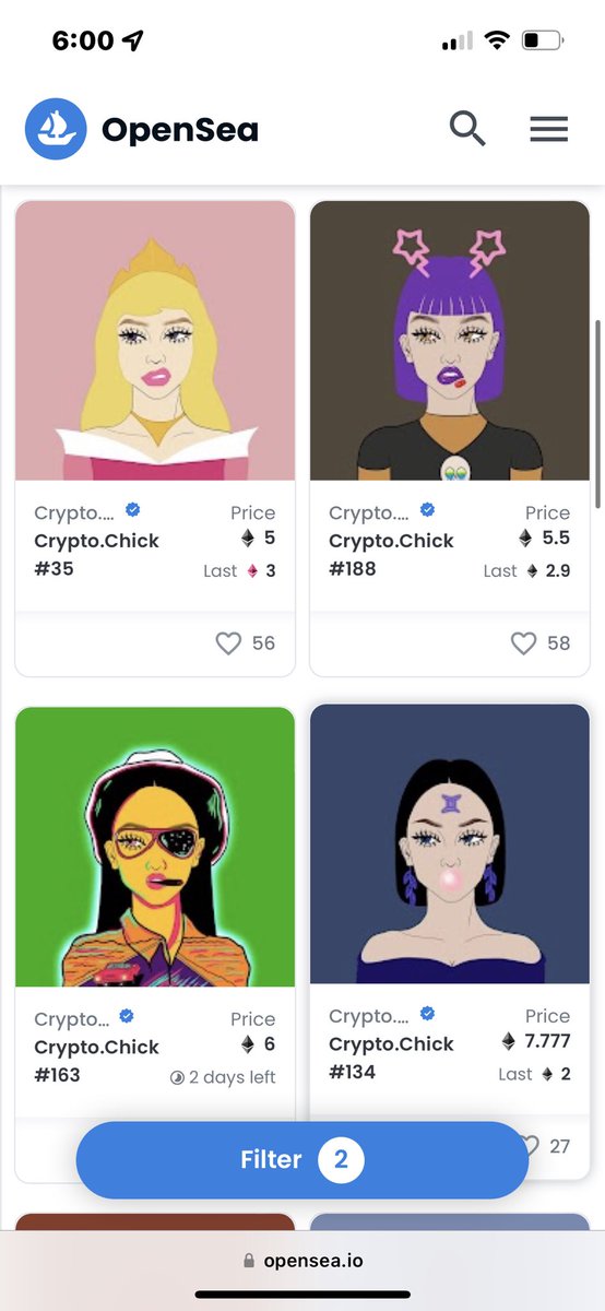 200 OG Crypto Chicks in existence. Only 18 are listed for sale. Only four are listed under 8 eth. 

Who is going to join the #OGCollective? The ultimate 💎🙌 That support artists and each other. Only a few spots left..

<a href="/orwanifar/">1ZeusHux</a> @def_leopard0 <a href="/BenjaminBitcoin/">Benjamin Bitcoin</a> <a href="/RealKatoOG/">Kato</a>