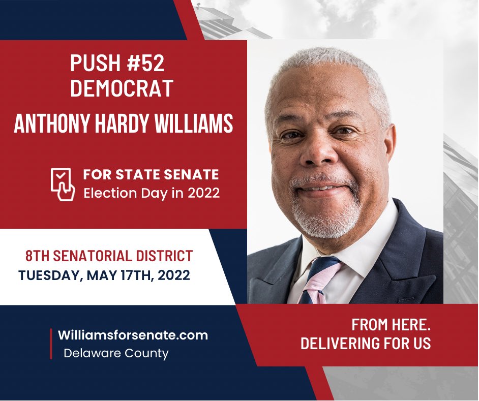 TonyWilliamsPA's tweet photo. Tomorrow let’s continue this race to finish lane. Delaware County we have started the work now let’s complete it. Vote Push #52 https://t.co/KUjzVjDT29