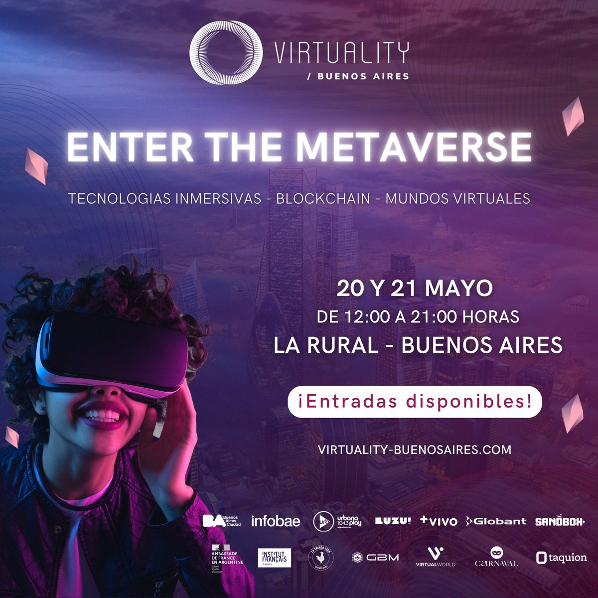 VirtualityLatam's tweet photo. Comenzamos la cuenta regresiva para una nueva edición de Virtuality BA 🚀 

Te esperamos este viernes 20 y sábado 21 de mayo desde las 12:00 a 21:00 horas. 

Mira todo lo que vas a disfrutar!👇🏻 https://t.co/vsgbUZkHns