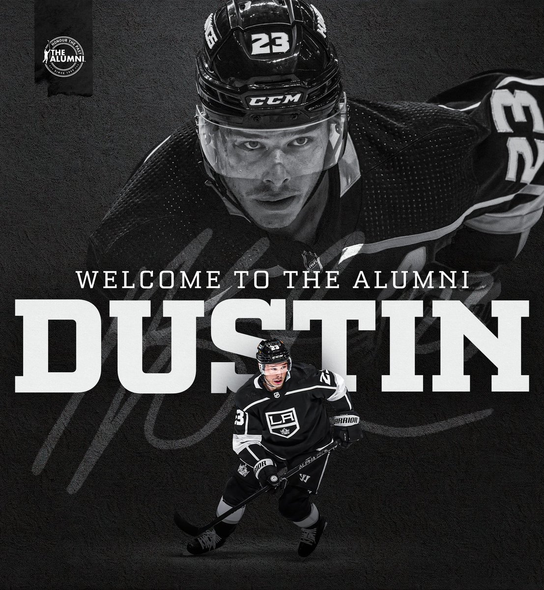 NHLAlumni's tweet photo. With the conclusion of the @lakings season, Dustin Brown (@DustinBrown23) has officially retired from the @NHL after 18 seasons.

Dustin was drafted 13th overall by the Kings in 2003. Since then, he played in 1,296 regular-season games, accumulated 712 points, and became a… https://t.co/ODi4IxMuq5