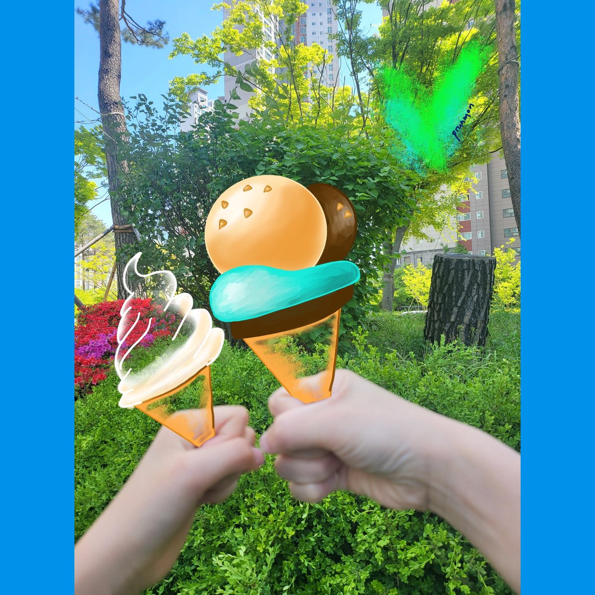 holly_growing's tweet photo. #5월5일 #어린이날

아이와 함께 즐기는
아이스크림 😊

초록초록하고 하늘 푸른 날은
신남도 즐거움도 두배 니까
아이스크림도 들고 건배
🍨🍧🍦🧁

# 하늘과 숲과 바다와 별빛에 사는 정령 👻
푸른빛 몬스터 푸른몬을 찾아보세요:)
🦋🍀🐬🌊🌍✨

#nftcollector
#NFTCommunity
#nftart
#prunmon https://t.co/OXFzPGceBs