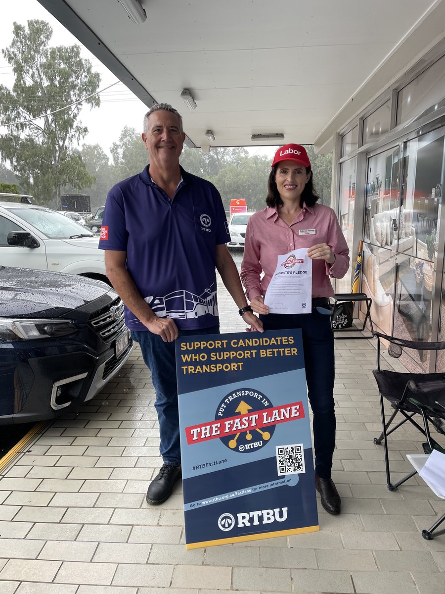 RTBUnion's tweet photo. Labor candidate for Longman @Rebecca4Longman is backing better transport networks, and the principle of same pay for the same work. When you go to cast your vote on Saturday, support candidates who support rail, tram and bus workers. #RTBUFastLane #AusVotes2022 https://t.co/MDibZU3Zo4