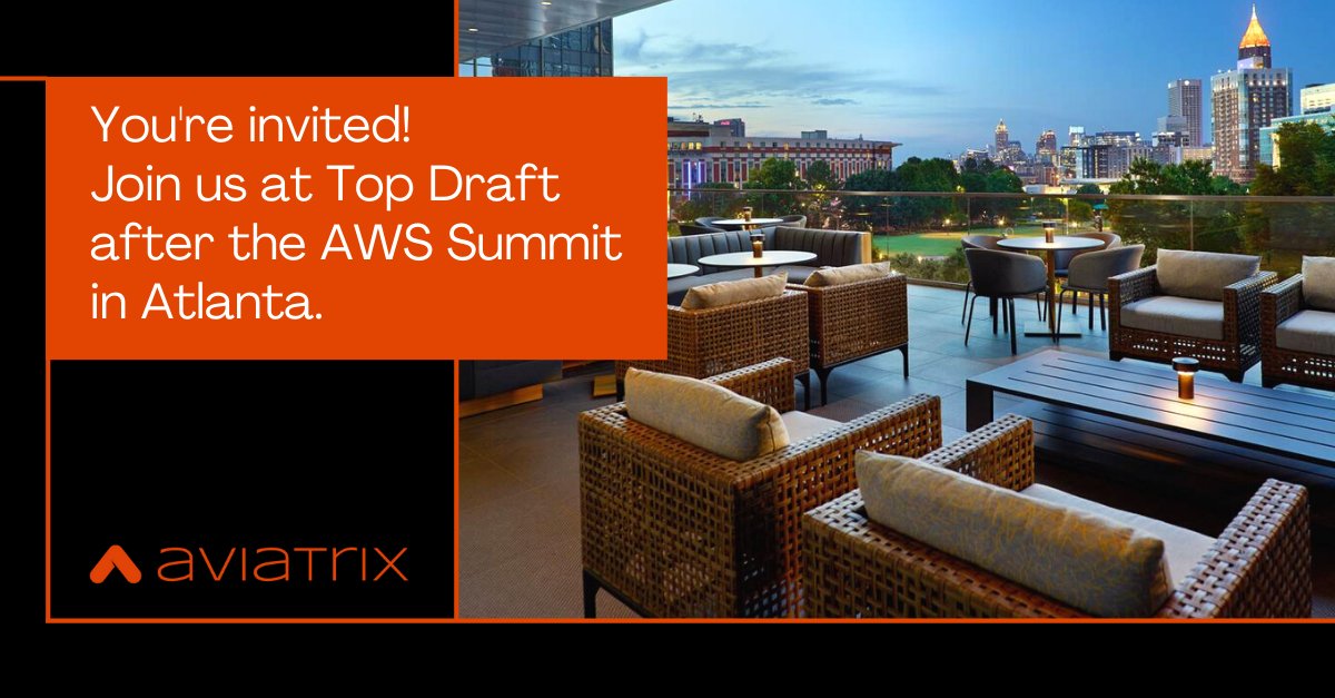 aviatrixtrc's tweet photo. Are you in Atlanta? Join us for drinks and bites following the AWS Summit on Wednesday, May 18. Enjoy the view from the famous Top Draft bar at the Omni Hotel starting at 5:30 p.m. Space is limited.

RSVP here: https://t.co/9zlP97wzIv

#awssummitatlanta https://t.co/hm0K2G0SGK