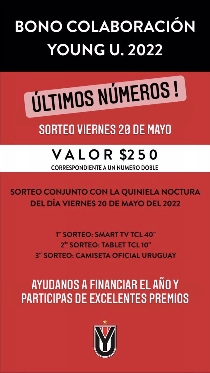 Se sortea el viernes y salen los últimos números @Young_LDU