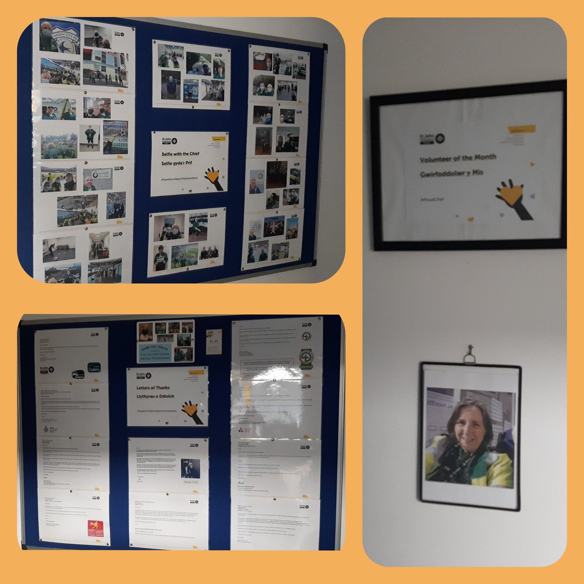 SJACChiefComm's tweet photo. Our 3 new Volunteer Recognition Boards were launched today at @SJACymru SVT Meeting 🙏
New ways of winning prizes and being recognised for volunteering:
📸 #SelfieWithTheChief
✍ #LettersOfThanks
🏆 #VolunteerOfTheMonth
Nomination details coming soon 👀
#LoveOurVolunteers https://t.co/153EdrGSzZ