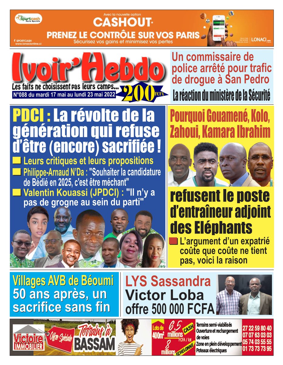 andresilverkona's tweet photo. Mardi c'est Ivoir'Hebdo. Un numéro très dense, avec une énorme exclusivité comme l'arrestation de ce commissaire de police dans une affaire de trafic. Excellente lecture à tous et à toutes. Pour ceux qui sont hors de la Côte d'Ivoire, disponible sur https://t.co/hbk6Dc2P0u. https://t.co/3b8CZQlqVs