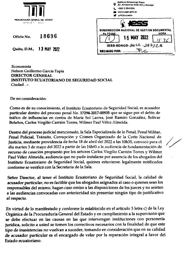 wilmer_torres's tweet photo. #SuperClean, uno de los casos donde está involucrado Ramiro González y su mano derecha en el IESS, María Sol Larrea, no registra avances. 
Procuraduría señala que los abogados del @IESSec no asistieron a la última audiencia. https://t.co/h0K1kZYzTc