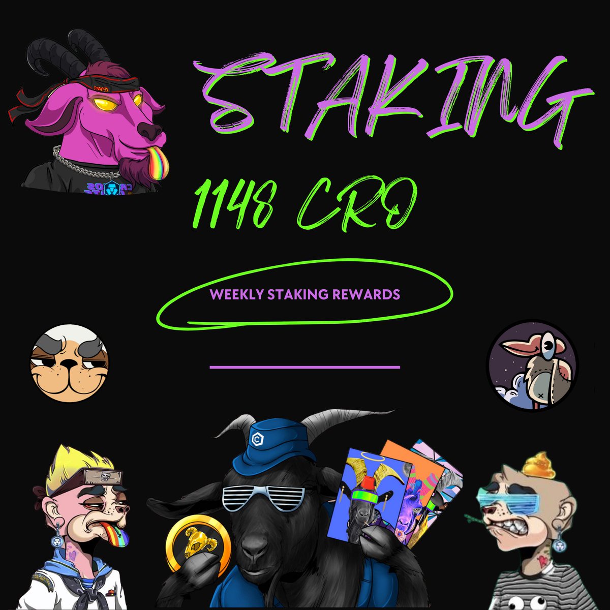 TheBadBillyGoat's tweet photo. 🎁Weekly Staking Rewards🎁
💰1148 CRO Deposited
📈Rewards generated with MMF & MMO farms
Mint Now: https://t.co/ebMlBS2Xgt
#Crofam #CronosNFT #fftb #cronosgoats
@MadMeerkatNFT https://t.co/azDVzIIqEW
