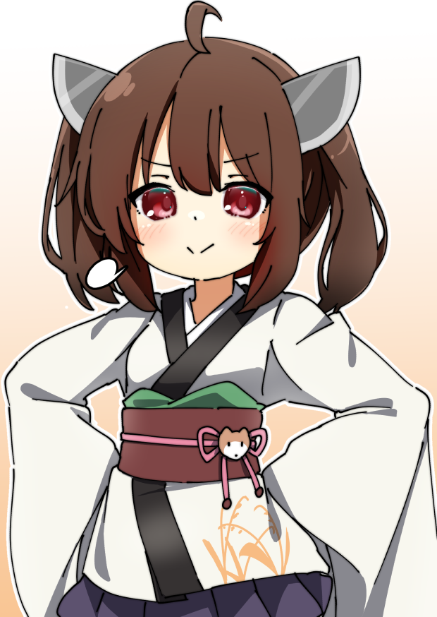 touhoku kiritan 1girl solo white kimono brown hair japanese clothes headgear skirt  illustration images